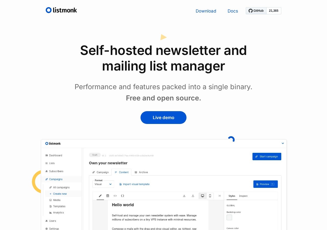 Listmonk preview