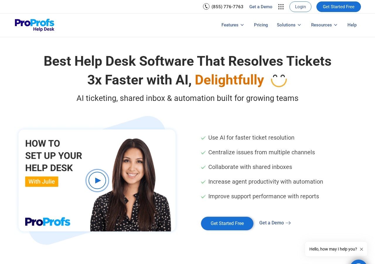 ProProfs Help Desk preview